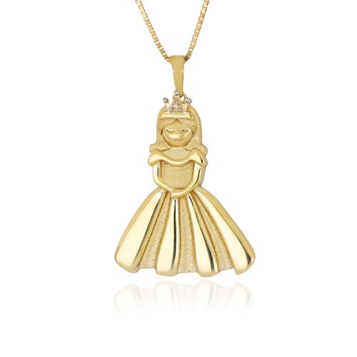 Pingente Princesa G de Ouro Amarelo 18k com Diamante
