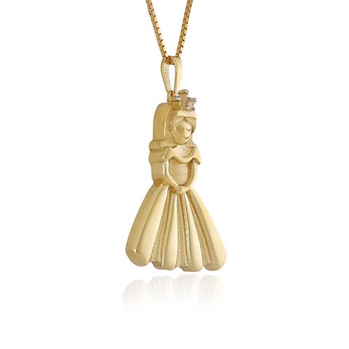 Pingente Princesa G de Ouro Amarelo 18k com Diamante