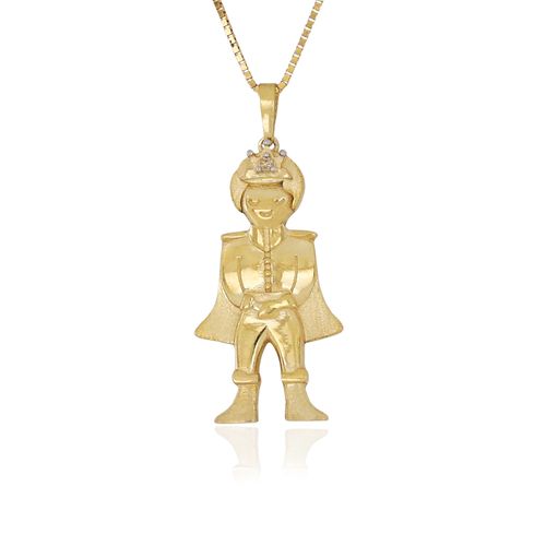 Pingente Príncipe G de Ouro Amarelo 18k com Diamante