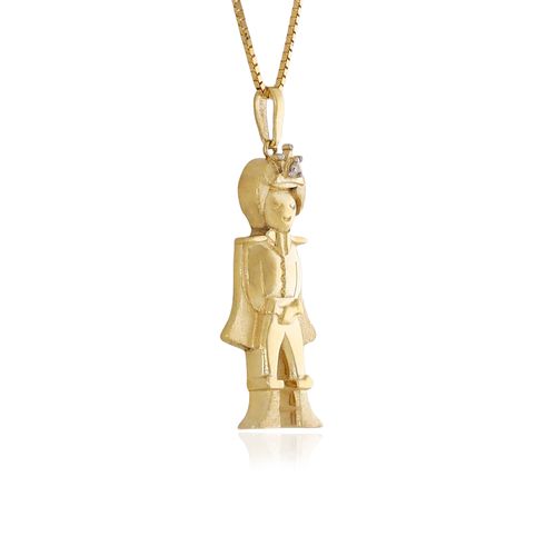 Pingente Príncipe G de Ouro Amarelo 18k com Diamante
