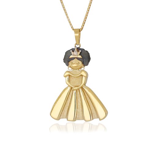 Pingente Princesa G de Ouro Amarelo 18k com Diamante