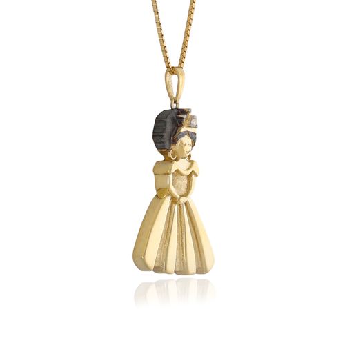 Pingente Princesa G de Ouro Amarelo 18k com Diamante
