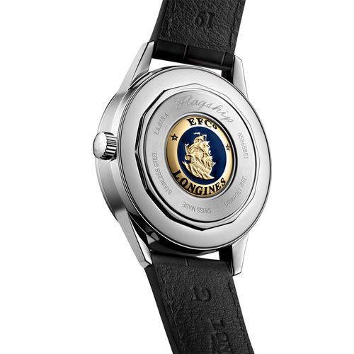 Relógio Longines Flagship Heritage Moonphase Verde em Couro Preto 38,5mm