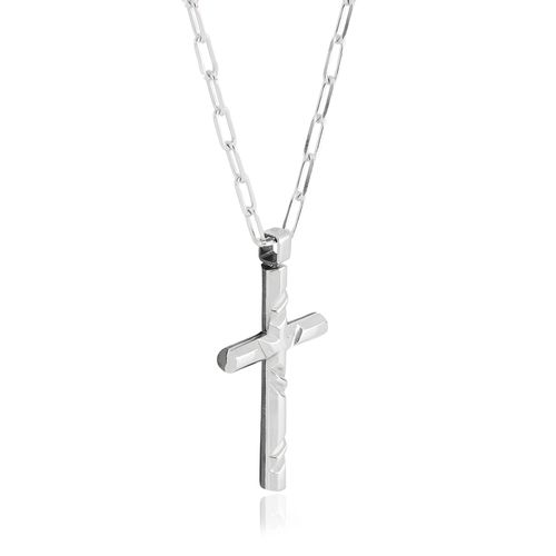 Colar Selva Masculino Cruz de Prata 925