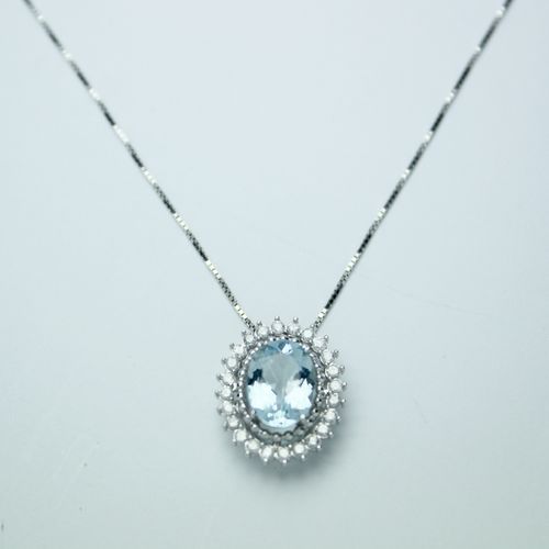 Encomenda - Colar Princesa Oval de Ouro Branco 18k com Topázio Azul e  Diamantes