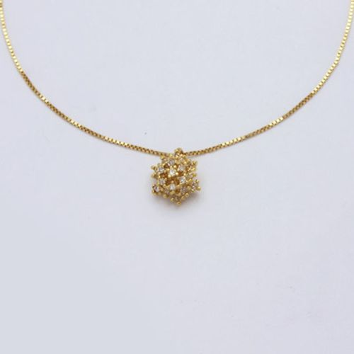 Colar Chuveiro de Ouro Amarelo 18k com Diamantes