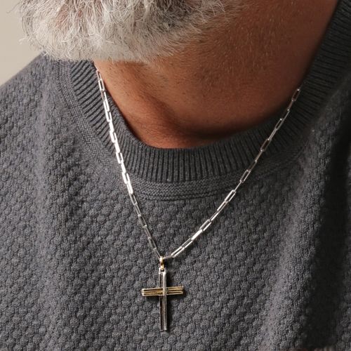 Colar Signs Cruz de Prata 925 e Ouro 18k (YOU MEN by Maxior)