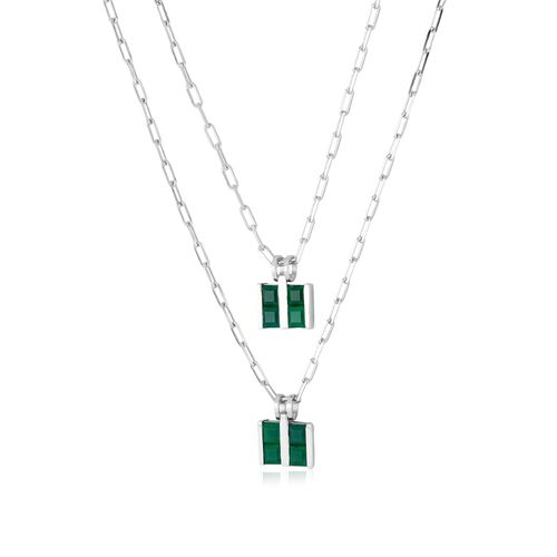 Escapulário Raiz de Prata 925 com Ágata Verde (YOU MEN by Maxior)