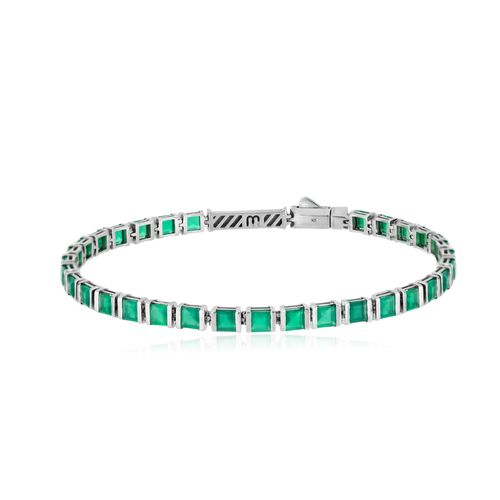 Pulseira Raiz de Prata 925 com Ágata Verde (YOU MEN by Maxior)