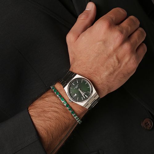 Pulseira Raiz de Prata 925 com Ágata Verde (YOU MEN by Maxior)