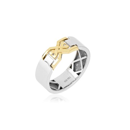 Anel Signs de Prata 925 e Ouro 18k (YOU MEN by Maxior)