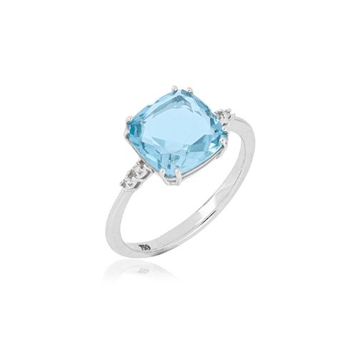 Anel Luma de Ouro Branco 18k com Topázio Sky e Diamantes