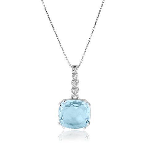 Colar Luma de Ouro Branco 18k com Topázio Sky e Diamantes