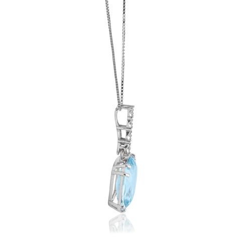 Colar Luma de Ouro Branco 18k com Topázio Sky e Diamantes