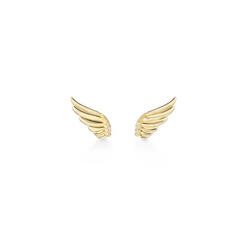 Brincos Asas Mãe de Ouro amarelo 18k com Diamantes