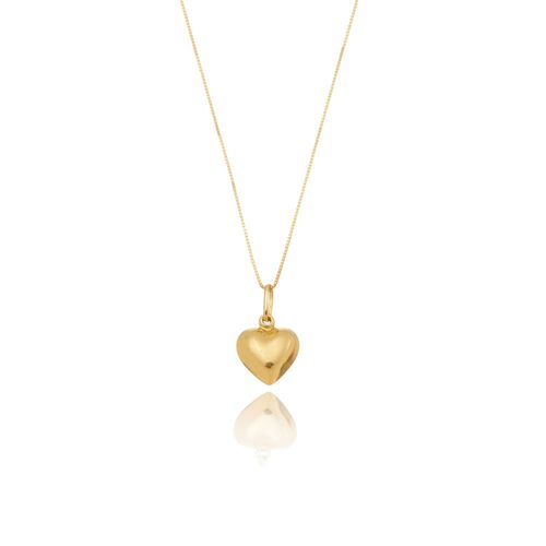 Pingente Coração Bojudo de Ouro Amarelo 18k