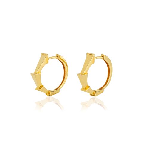 Brincos Trapézio Argola Mini de Ouro Amarelo18k