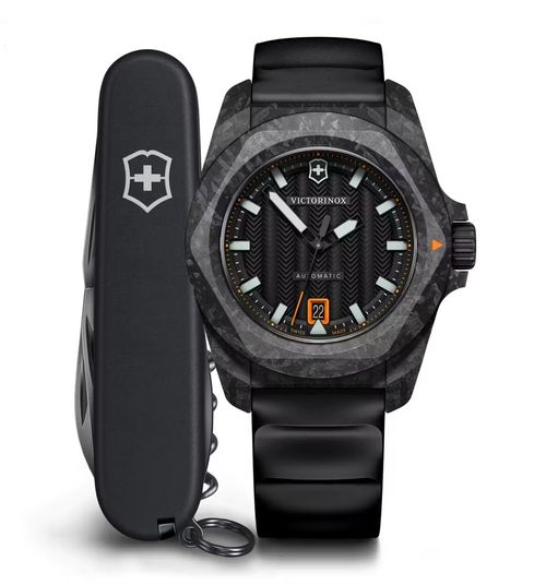 Relógio Victorinox Masculino I.N.O.X Automático Carbon Preto e Laranja
