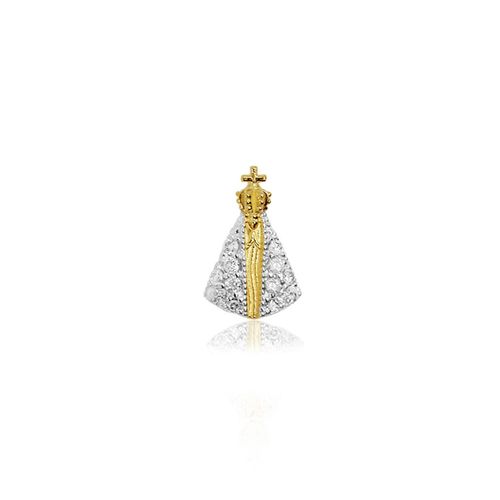 Pingente em Ouro Amarelo 18k Nossa Senhora Aparecida Diamantes