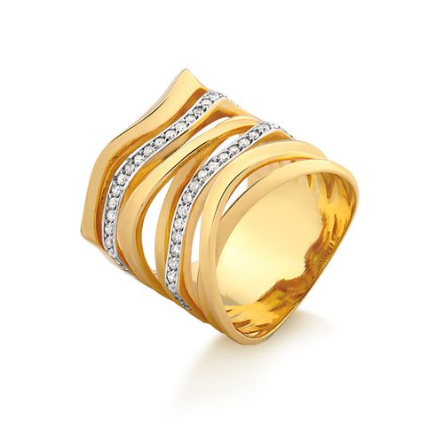 Anel Equilíbrio G de Ouro Amarelo 18k e Diamantes