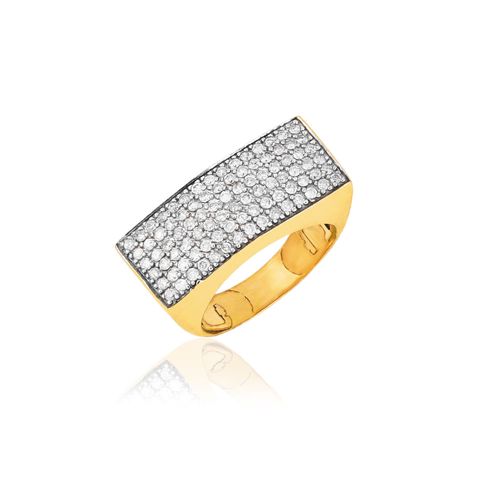 Anel Absoluta Pavê de Ouro Amarelo 18k com Diamantes