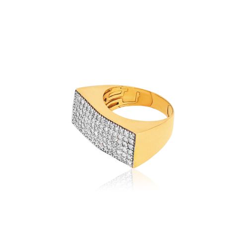 Anel Absoluta Pavê de Ouro Amarelo 18k com Diamantes