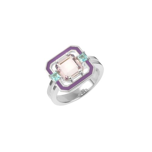 Anel Tulipe de Prata de Lei 925 com Ametista e Topázios Sky - You by Maxior