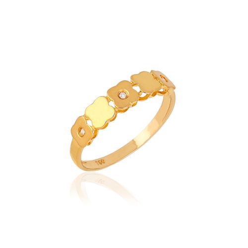 Anel Delicatta Flor de Ouro Amarelo 18k com Diamantes