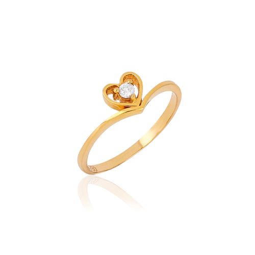 Anel Delicatta Coração de Ouro 18k com Diamante