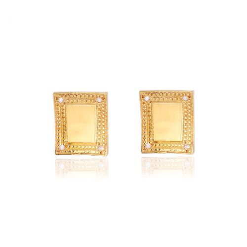 Brincos Traços Retangulares de Ouro Amarelo 18k com Diamantes