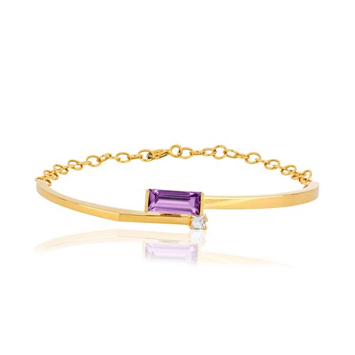 Pulseira Bloom de Ouro Amarelo 18k com Ametista e Topázio Branco