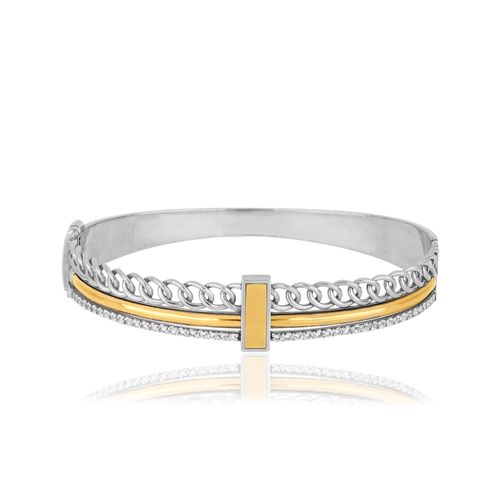Pulseira Urban Glow de Prata 925 + Ouro 18k com Topázios Brancos
