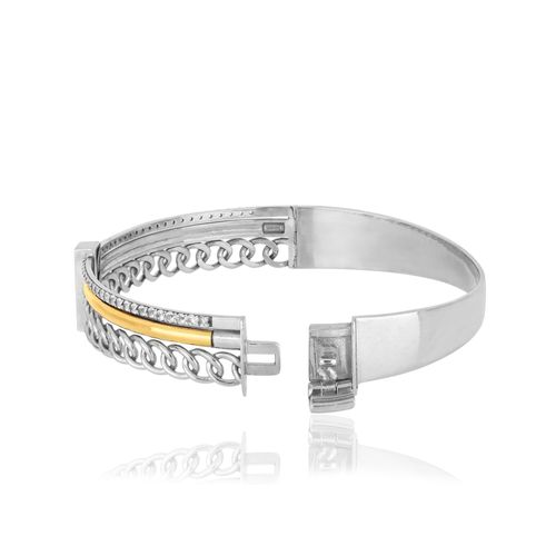 Pulseira Urban Glow de Prata 925 + Ouro 18k com Topázios Brancos