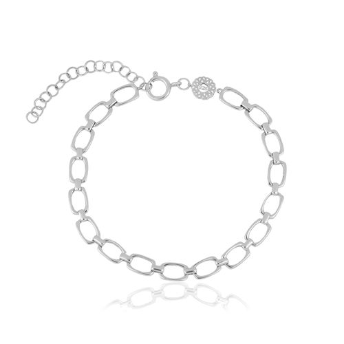 Pulseira Link Quadrado 1 x 1 de Prata 925 e Ouro Branco 18k