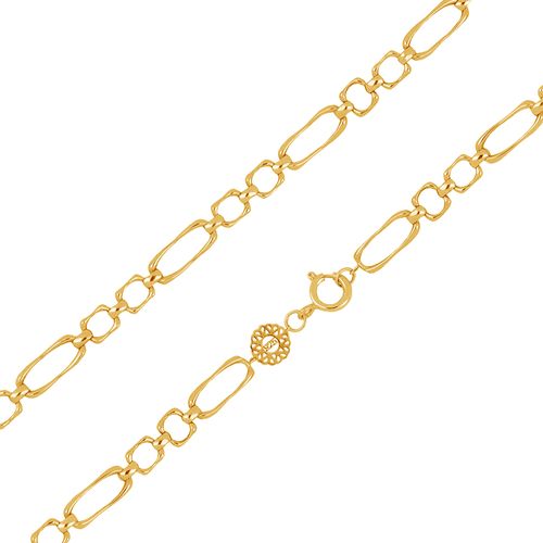 Corrente Link Fígaro 2x1 de Prata 925 e Ouro Amarelo 18k 50 cm