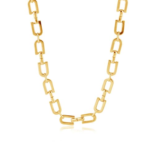 Corrente Link U de Prata 925 e Ouro Amarelo 18k 50 cm