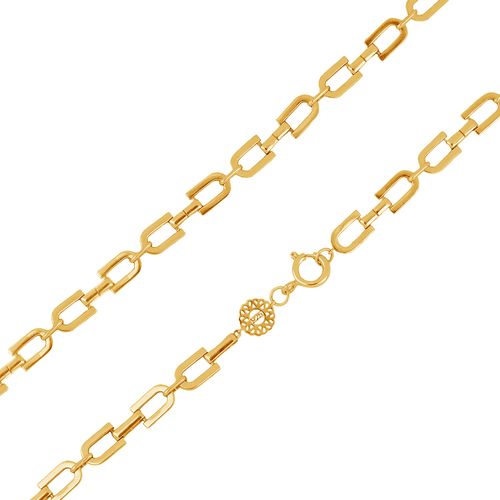 Corrente Link U de Prata 925 e Ouro Amarelo 18k 50 cm