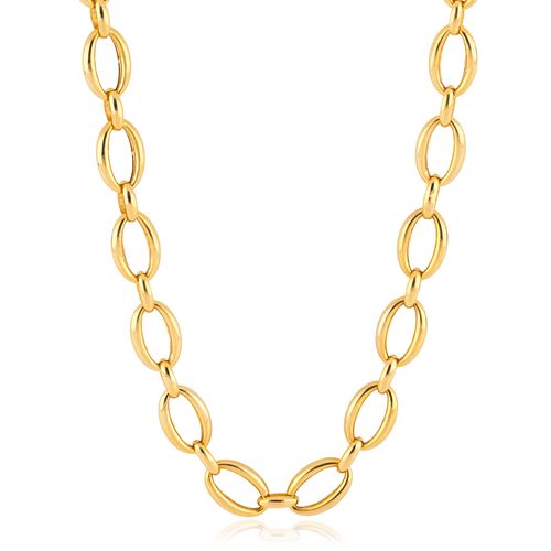 Corrente Link Oval de Prata 925 e Ouro Amarelo 18k 70 cm