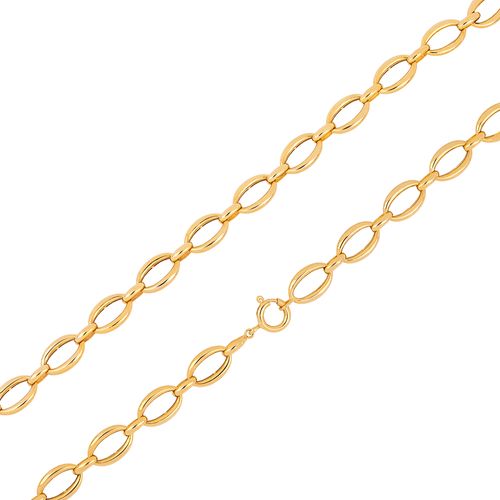 Corrente Link Oval de Prata 925 e Ouro Amarelo 18k 50 cm