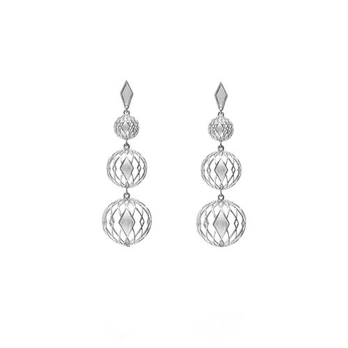 Brincos Celebrate M de Prata de Lei 925 com 3 Esferas