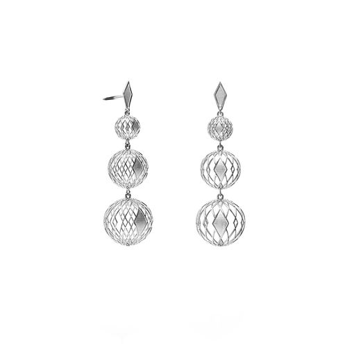 Brincos Celebrate M de Prata de Lei 925 com 3 Esferas