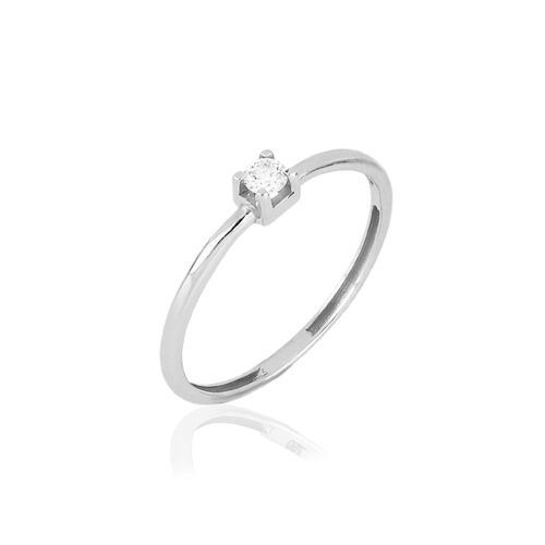 Anel Solitário Splendore de Ouro Branco 18k com Diamante de 10 Pontos