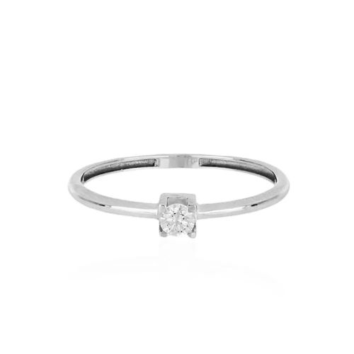 Anel Solitário Splendore de Ouro Branco 18k com Diamante de 10 Pontos
