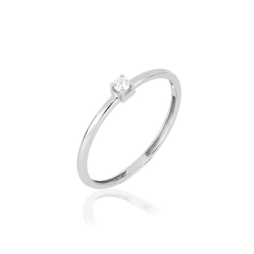 Anel Solitário Tradition de Ouro Branco 18k com Diamante de 5 Pontos