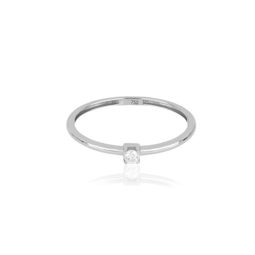 Anel Solitário Tradition de Ouro Branco 18k com Diamante de 5 Pontos