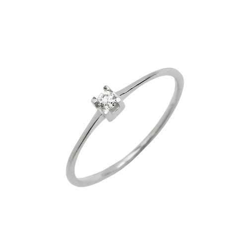 Anel Solitário Tradition de Ouro Branco 18k com Diamante de 5 Pontos
