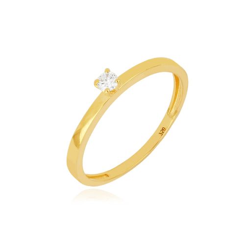 Anel Solitário Tradition de Ouro Amarelo 18k com Diamante 10 Pontos