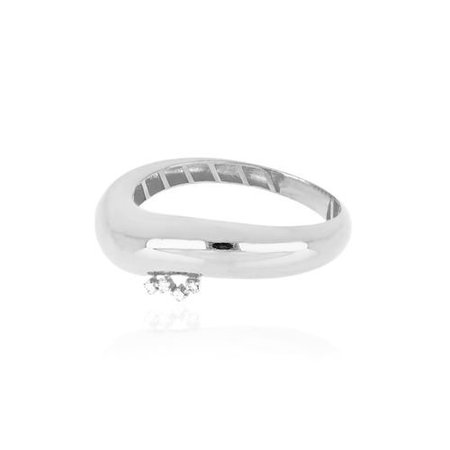 Anel Eixo P de Ouro Branco 18k com Diamantes