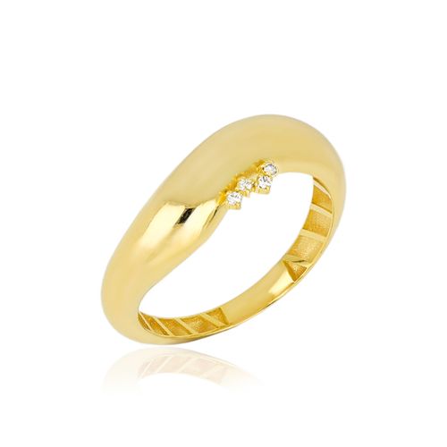 Anel Eixo P de Ouro Amarelo 18k com Diamantes