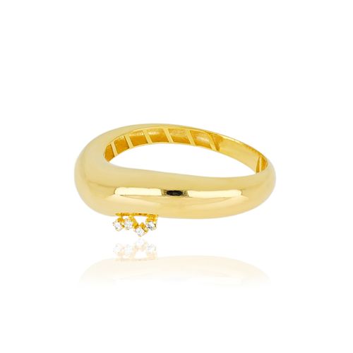 Anel Eixo P de Ouro Amarelo 18k com Diamantes